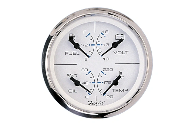 FARIA Kombiinstrument 4" (4-i-ett) Ø4" - Sort bl.ring